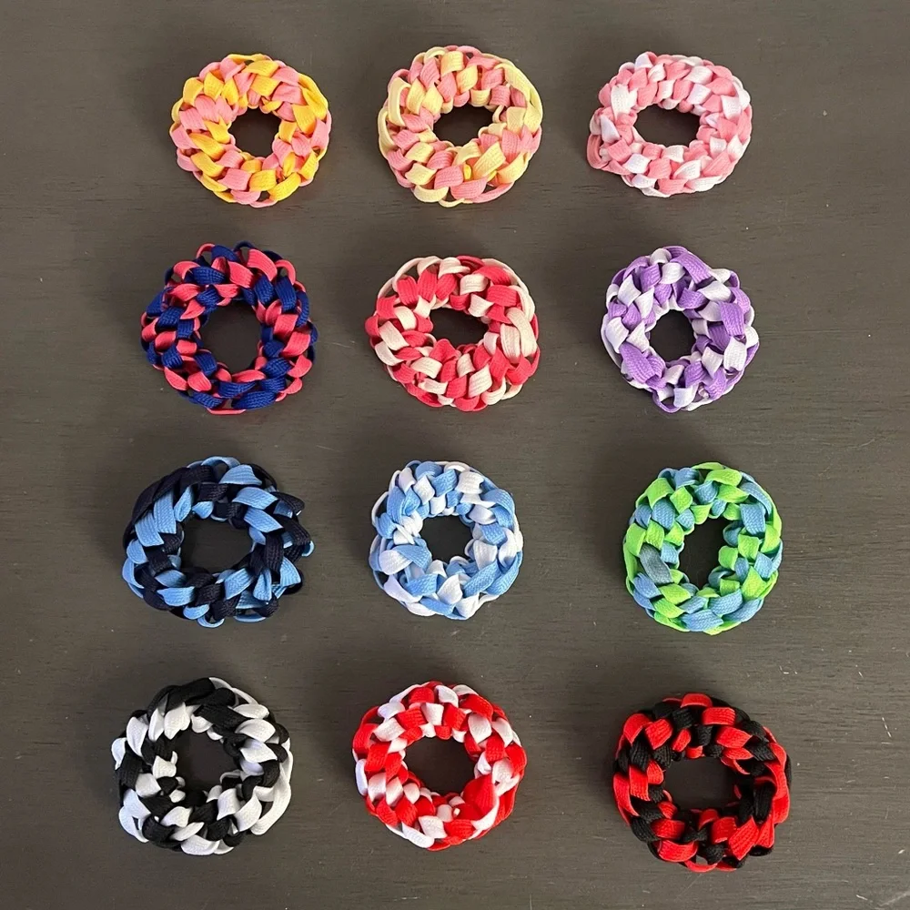 Hot Pink & Royal Blue Stretchy Comfy Elastic Looped Weaved Braided Scrunchie